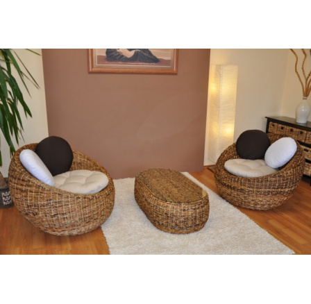 Ratanová sedacia súprava Baverly 2+1 banánový list