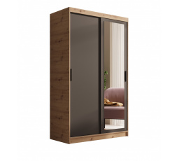 Šatní skriňa s posuvnými dverami a zrkadlom Hailey 120 Artisan+Čierna