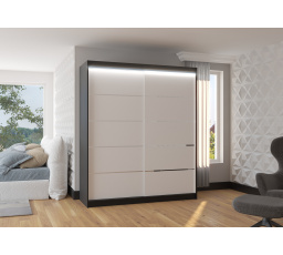 Posuvná skriňa s LED osvetlením SPECTRA 180 Čierna+Biela