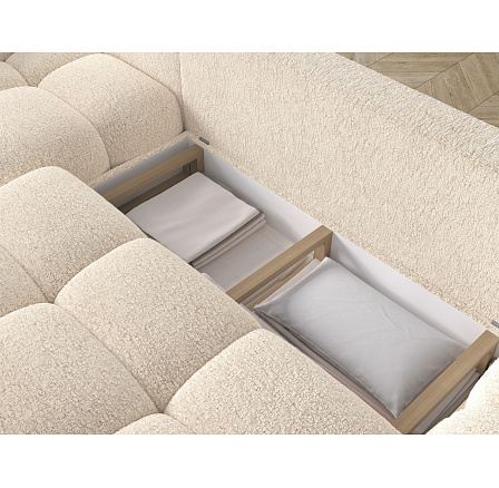 Vianetto corner sofa with sleeping function and storage compartment, light beige chenille, universal Kendell 18 275x130 Symmetrical 1