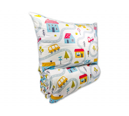 Krepové detské obliečky 140x200, 70x90cm Mestečko