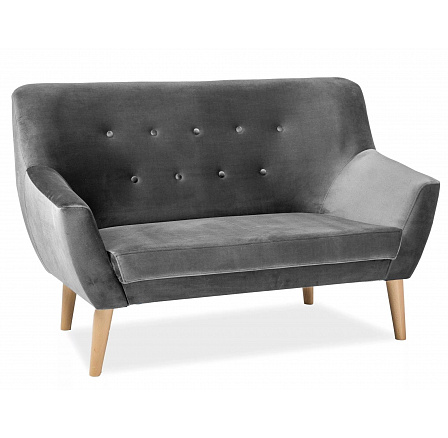 Pohovka NORDIC 2 Velvet, sivá Bluvel 14/buk Pohovka NORDIC 2 Velvet, sivá Bluvel 14/buk