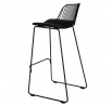 Barová stolička Dill High čierna s čiernym vankúšom