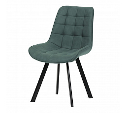 Jedálenská stolička, zelená látka v dekore brúsená koža, nohy čierny kov