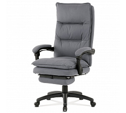 Kancelárske kreslo s podnožkou, sivé látkové čalúnenie, PC mechanizmus s aretáciou