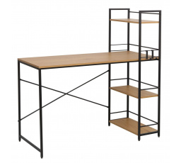 Písací stôl s regálom prírodný dub/čierny rám B20-FXJG