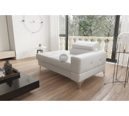 Sofa leňoška TOSCANIA 135 cm prírodná koža - biela koža, ľavá strana