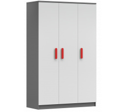 Šatní skriňa 3D SMYK II - 19, Sivá/Biela/Červená
