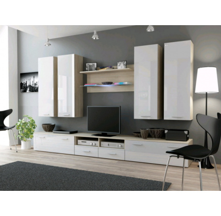 Obývacia stena DREAM III - sonoma-biela Obývacia stena DREAM III - sonoma-biela