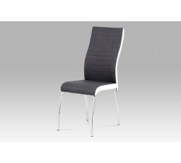 Jedálenská stolička sivá látka + biela koženka / chróm