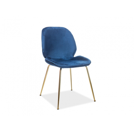 Jedálenská stolička ADRIEN Velvet, zlatá/modrá Bluvel 86