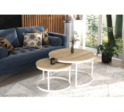 Konferenčný stolík 2v1 OKIN Biela+Sonoma