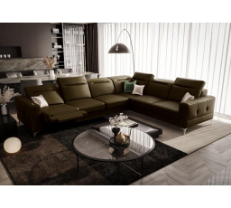 Rohová sedacia súprava MALIBU MAX, relax 320x250 prírodná koža - ľavá, Koža olivovo hnedá