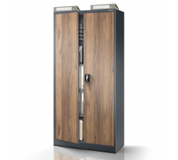 Kancelárska kovová skriňa na dokumenty antracitová/orech: Eco Design JAN H, 900 x 1950 x 400 mm