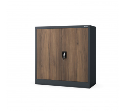 Kovová skrinka do kancelárie BEATA, 900 x 930 x 400 mm, Eco Design: antracitová/orech