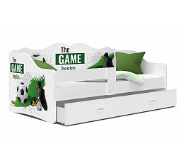 Dětská postel NELA se šuplíkem bez matrace, 180x80 cm, Bílá/Fotbal