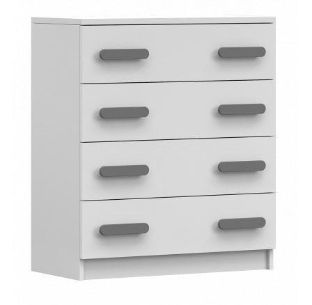 Komoda 4S SMYK I - 02, Biela Mat/Šedá