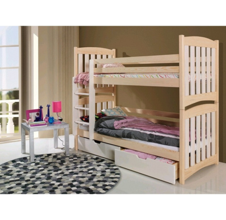 Detská poschodová posteľ z masívneho dreva SERAFIN
