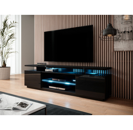 TV komoda EVA, čierna lesklá/čierna lesklá