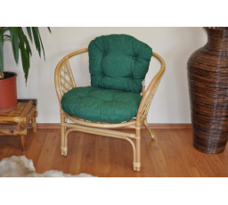 Ratanové kreslo Bahama medový vankúš tmavozelené odlesky