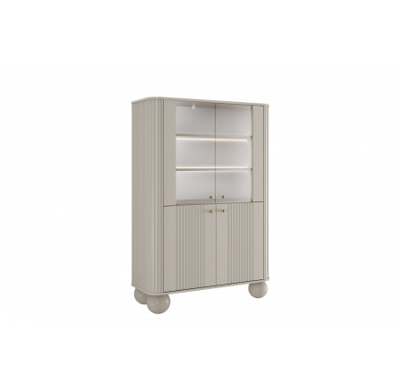VESPER VITRÍNA 103 4D - kašmír mdf / kašmír / zlaté úchyty / nohy gule VESPER VITRÍNA 103 4D - kašmír mdf / kašmír / zlaté úchyty / nohy gule
