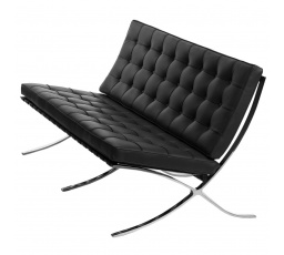 Sofa BA2 pre 2 osoby, čierna prírodná koža
