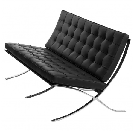 Sofa BA2 pre 2 osoby, čierna prírodná koža