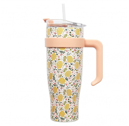 Termohrnček Miami Floral žltý Termohrnček Miami Floral žltý
