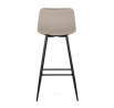 Stolička barová, cappuccino látka, štvornohá kovová podnož, čierny mat