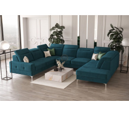 Rohová sedacia súprava MALIBU MAX I 260x350x220 cm - modrá, Ľavá strana