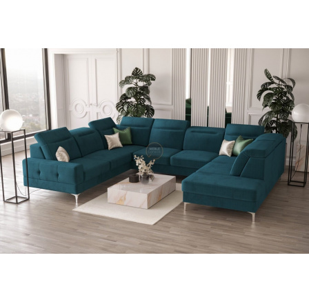 Rohová sedacia súprava MALIBU MAX I 260x350x220 cm - modrá, Ľavá strana