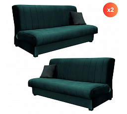 Sada 2x Rozkladacia Pohovka SIGMA Zelená Zamatová