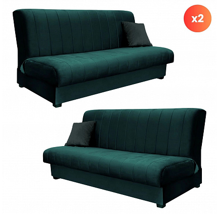 Sada 2x Rozkladacia Pohovka SIGMA Zelená Zamatová