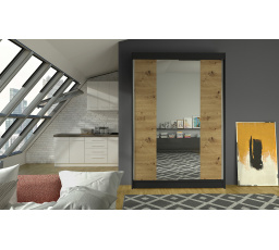 Šatní skriňa LINORA II 120, Čierna/Dub artisan