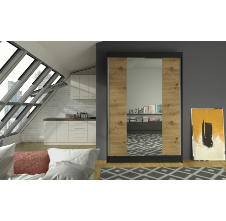 Šatní skriňa LINORA II 120, Čierna/Dub artisan