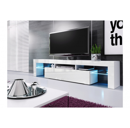 moderná TV skrinka Vera 190 cm - biely lesk