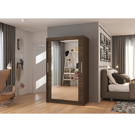 Posuvná skriňa so zrkadlom TIBAGO 120 Choco+Choco