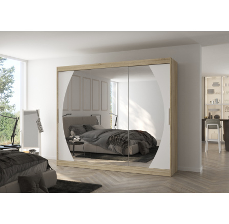 Posuvná skriňa so zrkadlom CAMBE 250 Sonoma+White Posuvná skriňa so zrkadlom CAMBE 250 Sonoma+White