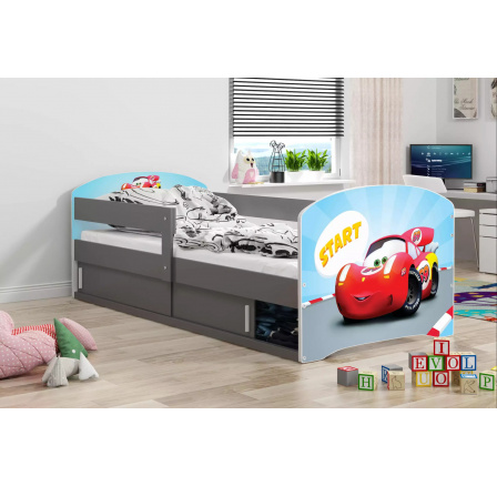 Detská posteľ LUKI 1 bez matraca, Grafit/Auto