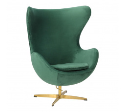 Kreslo Vajce Velvet zelené/ zlatá základňa
