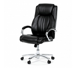 Kancelárske kreslo, čierna ekokoža, chrómový kríž, hojdací mechanizmus, nosnosť 150kg
