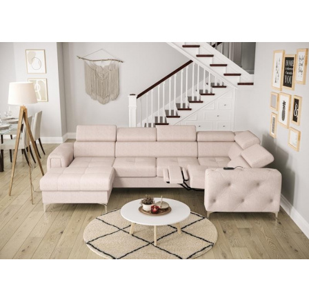Rohová sedacia súprava ORION MAX III, relax s funkciou spania 165x320x190 cm - béžová, pravá