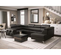 Rohová sedacia súprava ORION MAX II s funkciou spania 165x350x185 cm - čierna eko koža, ľavá