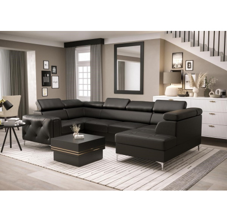 Rohová sedacia súprava ORION MAX II s funkciou spania 165x350x185 cm - čierna eko koža, ľavá Rohová sedacia súprava ORION MAX II s funkciou spania 165x350x185 cm - čierna eko koža, ľavá