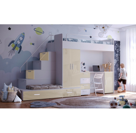 Posteľ PARADISE 5, Biela Béžová Lesk