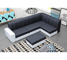 Rohová sedacia súprava Rest P čierna/biela