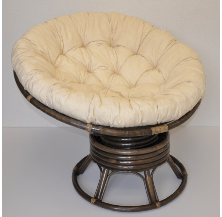 Ratanový papasan hojdací hnedý poduška svetlo béžový melír