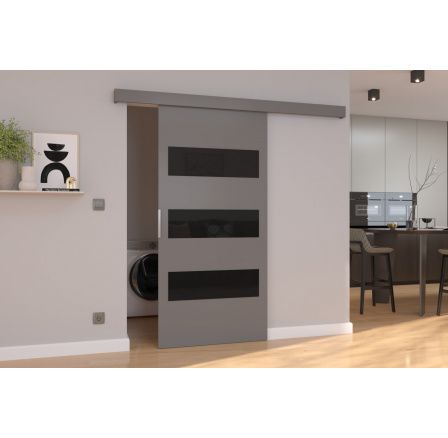 Posuvné dvere na stenu ARES 86 Gray+Black Lacobel