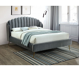 Posteľ CALABRIA Velvet, 160x200 cm, sivá Bluvel 14/zlatá