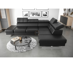 Rohová sedacia súprava EMPORIO 225x300 prírodná koža - čierna koža, pravá